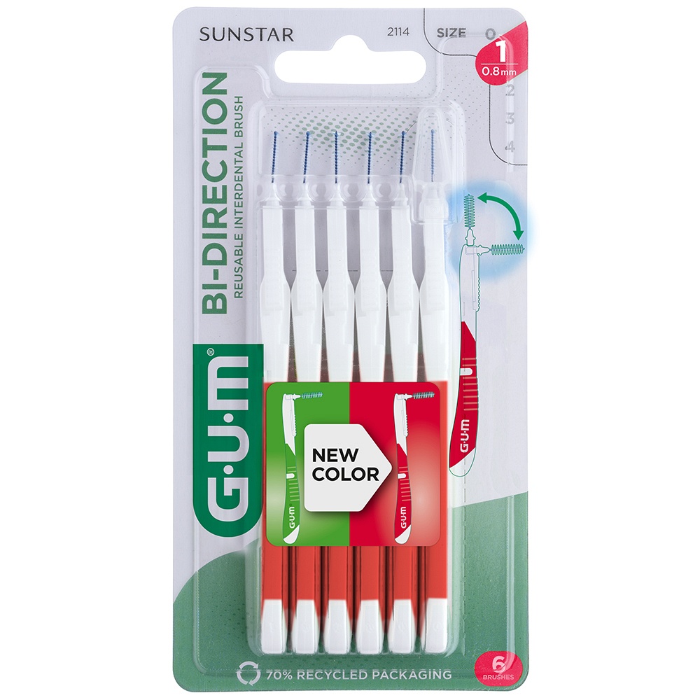 GUM BI-DIRECTION Interdentalb.0,8 mm rot - 6Stk - GUM