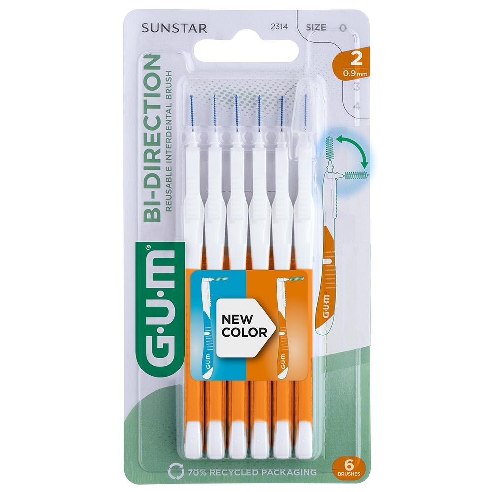 GUM BI-DIRECTION Interdentalb.0,9 mm orange - 6Stk - GUM