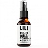 Braune Sprühflasche mit schwarzem Sprühkopf. Aufschrift: „LILI High Melatonin Balance“ mit 20 ml Inhalt.