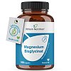 Braune Dose mit schwarzem Schraubverschluss. Weiß-blaues Etikett mit Aufschrift: „R(h)ein Nutrition Magnesium Bisglycinat