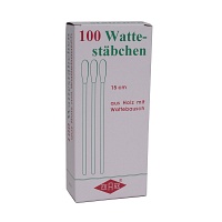 WATTESTÄBCHEN Holz 15 cm m.Wattebausch - 100Stk