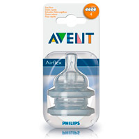 AVENT Sauger Airflex 4-Loch 2x schnell.Nahr. - 2Stk - Beruhigungssauger