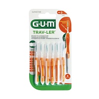 GUM TRAV-LER 0,9mm Kerze orange Intendent.+6Kappen - 6Stk - Interdentalreinigung