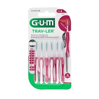 GUM TRAV-LER 1,4mm Kerze pink Interdental+6Kappen - 6Stk - Interdentalreinigung