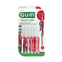 GUM TRAV-LER 0,8mm Kerze rot Interdental+6Kappen - 6Stk - Zahn- & Mundpflege
