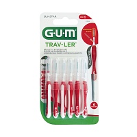 GUM TRAV-LER 0,8mm Kerze rot Interdental+6Kappen - 6Stk - Interdentalreinigung