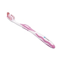 MIRADENT Carebrush Zahnbürste weiß/pink - 1Stk - Klassische Zahnpflege