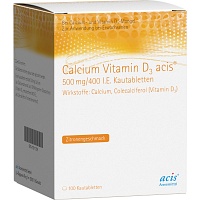 CALCIUM VITAMIN D3 acis 500 mg/400 I.E. Kautabl. - 100Stk - Für Haut, Haare & Knochen