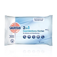 SAGROTAN 2in1 Desinfektions-Tücher - 15Stk - Sommer-Spezial
