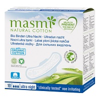 BIO BINDEN ultra Nacht 100% Bio-Baumwolle MASMI - 10Stk