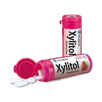 MIRADENT Xylitol Kaugummi Erdbeere - 30g - Zähne