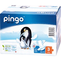 BIO WINDELN midi Jumbo 4-9 kg Pinguin PINGO SWISS - 88Stk - Windeln