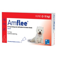 AMFLEE 67 mg Spot-on Lsg.f.kleine Hunde 2-10kg - 6Stk - Zecken, Flöhe & Co.