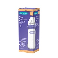 LANSINOH Weithalsflasche Glas 160 ml mit Sauger S - 1Stk