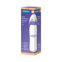LANSINOH Weithalsflasche Glas 240 ml mit Sauger M - 1Stk