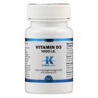 VITAMIN D 1000 I.E. KLEAN LABS Tabletten - 100Stk - Stärkung Immunsystem