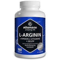 L-ARGININ 750 mg hochd.+Piperin+Vitamine Kapseln - 360Stk - Aminosäurepräparate