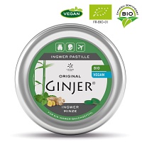 INGWER GINJER Pastillen Bio Minze - 40g - Ingwer Ginjer Original - Die Kraft der Knolle