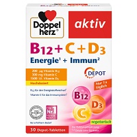 DOPPELHERZ B12+C+D3 Depot aktiv Tabletten - 30Stk - Gedächtnis, Nerven & Beruhigung