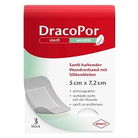 DRACOPOR sensitiv 5x7,2 cm steril m.Silikonkleber - 3Stk