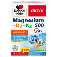 DOPPELHERZ Magnesium 500+D3+K2 Depot Tabletten - 60Stk - Mineralstoffe & Vitamine