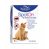 REDISAN Spot-on gegen Zecken+Flöhe f.Katze bis 8kg - 5X2ml - Haus- & Reiseapotheke