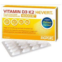 VITAMIN D3 K2 Hevert plus Ca Mg 4000 IE/2 Kapseln - 60Stk - Für Haut, Haare & Knochen