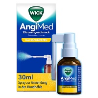 Power Image von WICK AngiMed ​Zitronengeschmack Spray bei Halsschmerzen, 30 ml.