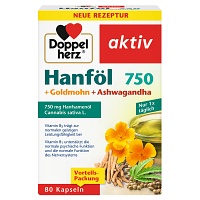 DOPPELHERZ Hanföl+Goldmohn+Ashwagandha Kapseln - 80Stk - Energie & Leistungsfähigkeit