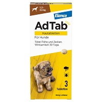 AdTab Kautabletten für Hunde von 1,3 bis 2,5 kg