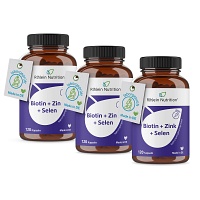 BIOTIN + ZINK + SELEN hochdosiert für Haut, Haare & Nägel - 3er Pack
